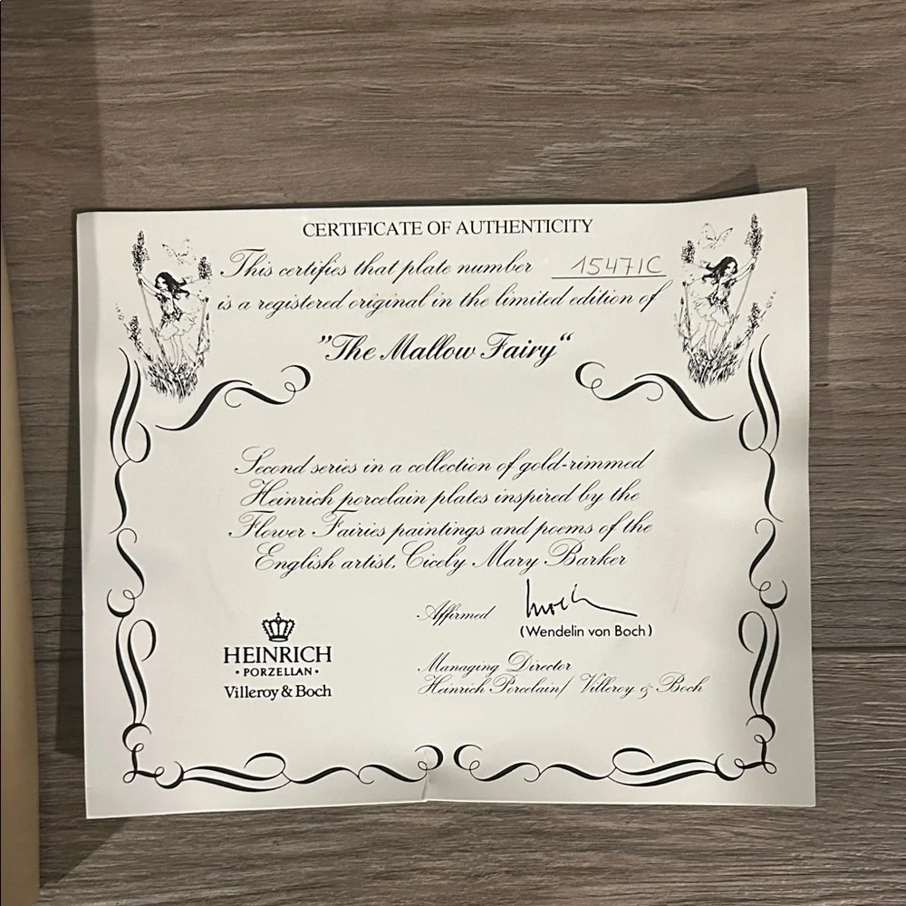 Heinrich “The Mallow Fairy” 🧚 Collectible Plate w/ Signature and Certificate‎